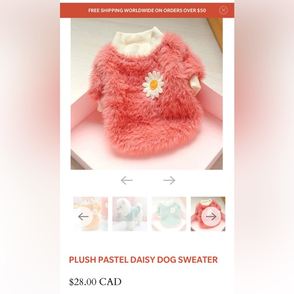 🌟NWT! Petcircle Daisy Fuzzy Dog Sweater! - Picture 3 of 9